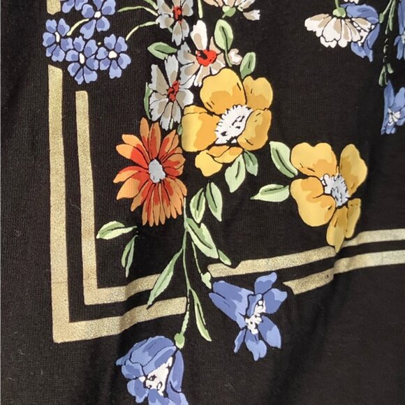 Addition Elle t-shirt round neck  tee black floral short sleeve - Picture 4 of 6